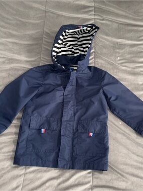 Hiheart boys unisex Kids' Navy Hooded windbreaker Raincoat Sz EU 110 US 4T